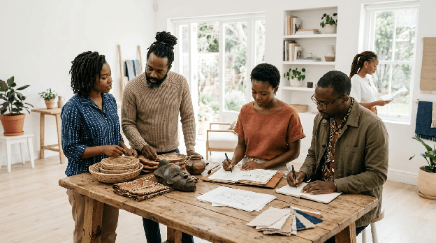 A community workshop gathered around a table